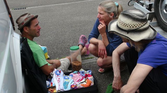 selling underwear in the parking lot